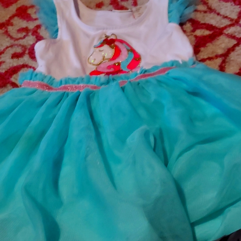 Pink and blue unicorn dress for girls